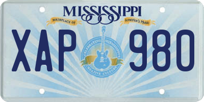 MS license plate XAP980