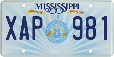 MS license plate XAP981