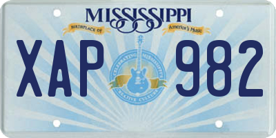 MS license plate XAP982