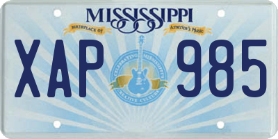 MS license plate XAP985