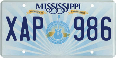 MS license plate XAP986