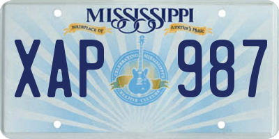 MS license plate XAP987