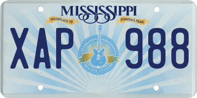 MS license plate XAP988