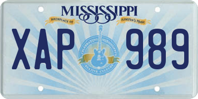 MS license plate XAP989