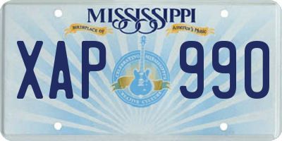 MS license plate XAP990