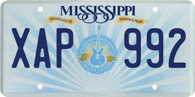 MS license plate XAP992