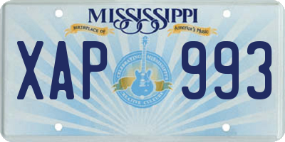 MS license plate XAP993