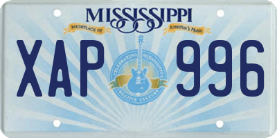 MS license plate XAP996