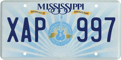 MS license plate XAP997
