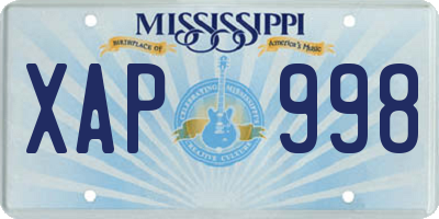 MS license plate XAP998