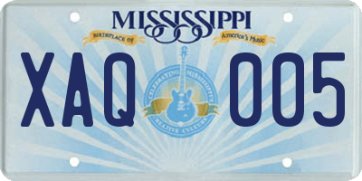 MS license plate XAQ005