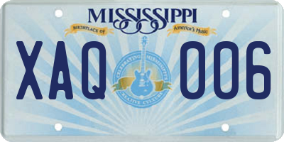MS license plate XAQ006