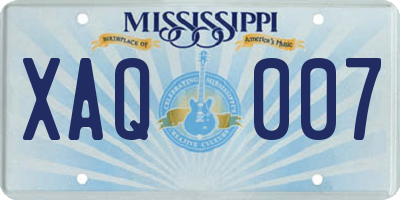 MS license plate XAQ007