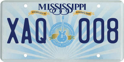 MS license plate XAQ008