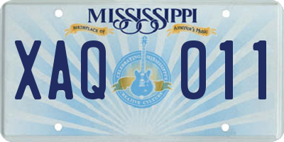 MS license plate XAQ011