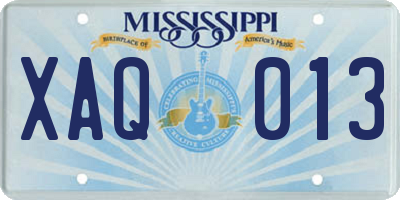 MS license plate XAQ013