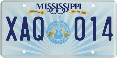 MS license plate XAQ014