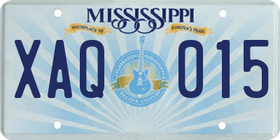 MS license plate XAQ015
