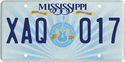 MS license plate XAQ017