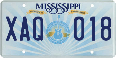 MS license plate XAQ018