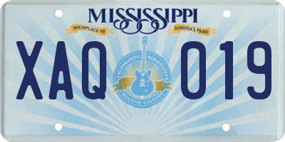 MS license plate XAQ019