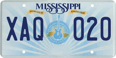 MS license plate XAQ020