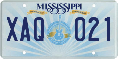 MS license plate XAQ021