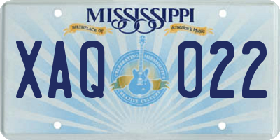 MS license plate XAQ022