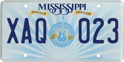 MS license plate XAQ023