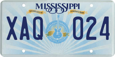 MS license plate XAQ024
