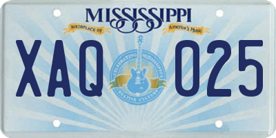 MS license plate XAQ025