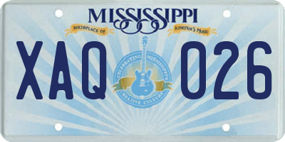 MS license plate XAQ026