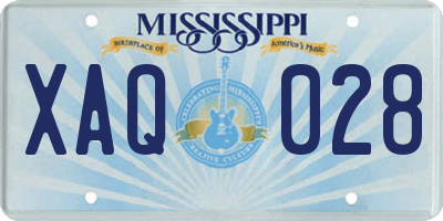 MS license plate XAQ028