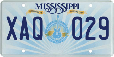 MS license plate XAQ029