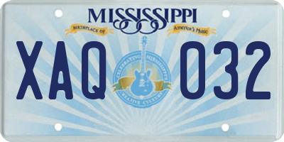 MS license plate XAQ032