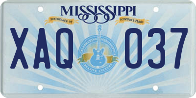 MS license plate XAQ037