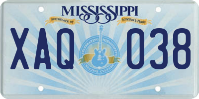 MS license plate XAQ038