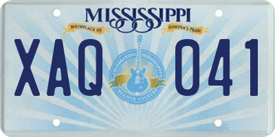 MS license plate XAQ041