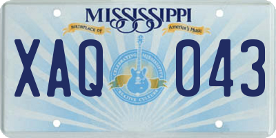 MS license plate XAQ043