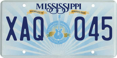 MS license plate XAQ045