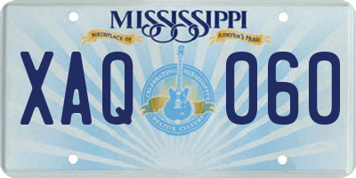 MS license plate XAQ060