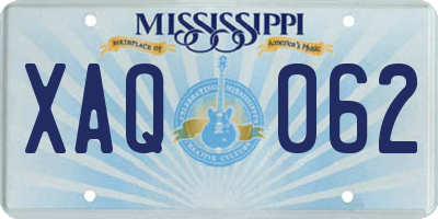 MS license plate XAQ062