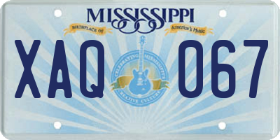 MS license plate XAQ067
