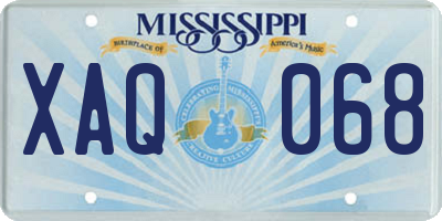 MS license plate XAQ068