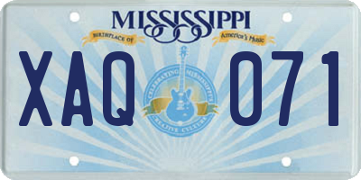 MS license plate XAQ071