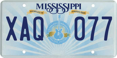 MS license plate XAQ077
