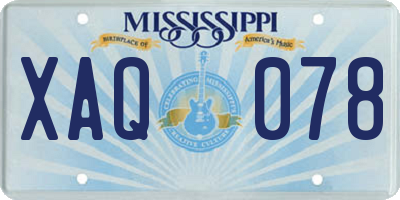 MS license plate XAQ078