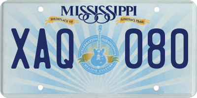 MS license plate XAQ080