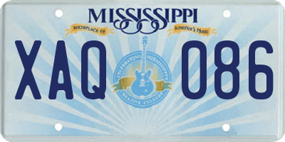 MS license plate XAQ086