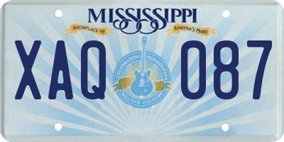 MS license plate XAQ087